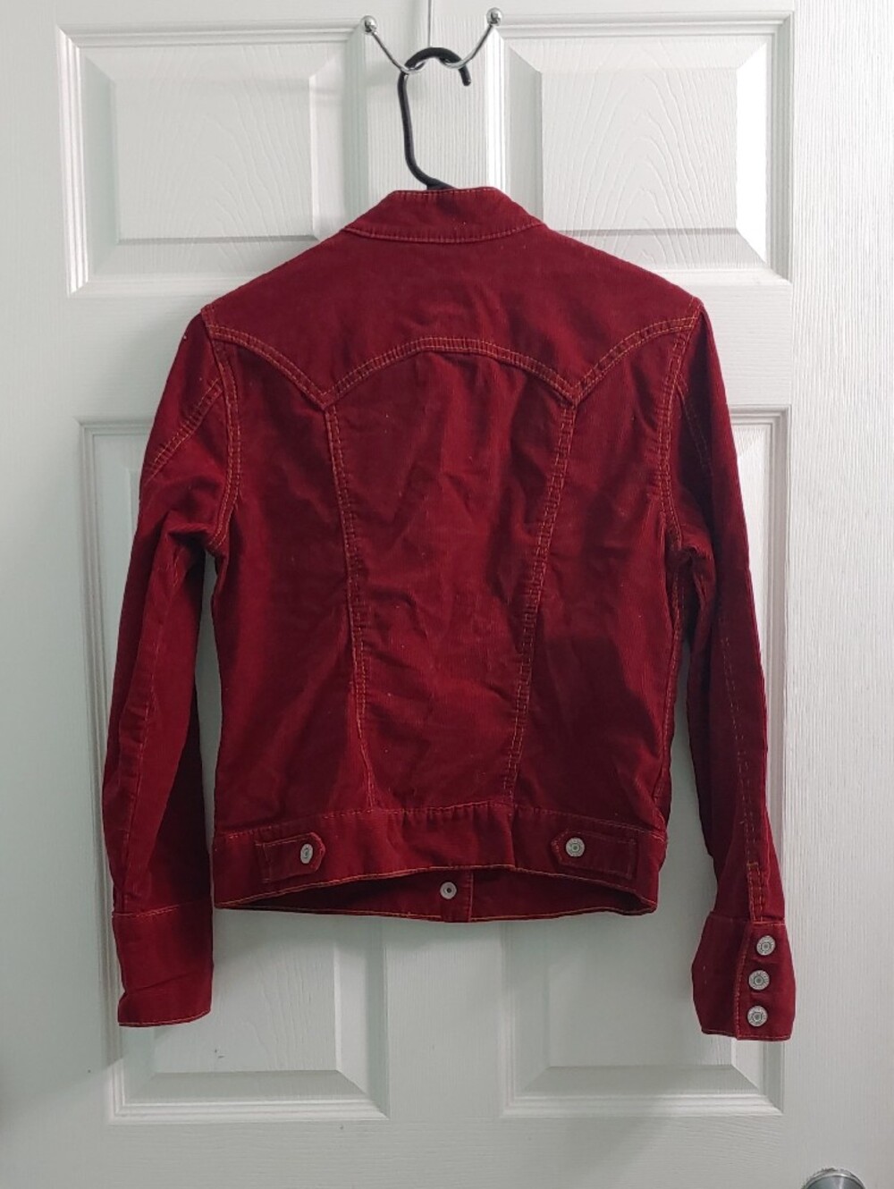 Vintage Y2K Gap Jacket Women's Red Corduroy Button Trucker Size S - Picture 3 of 7